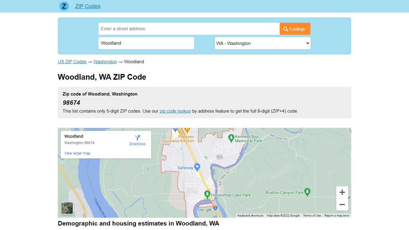 Woodland, Washington ZIP Codes