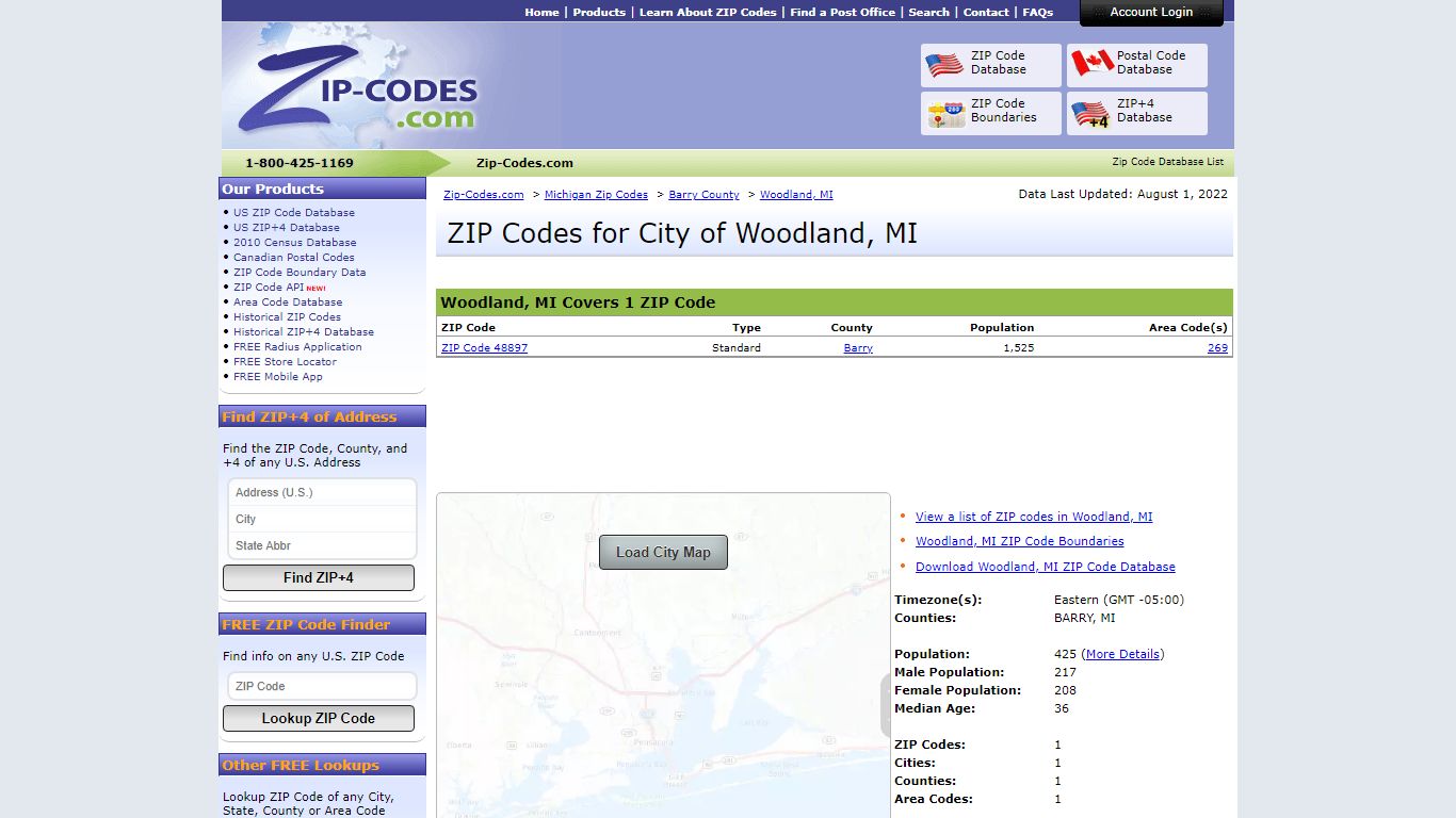 All Zip Codes in Woodland MI